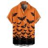 Gothic Couple Outfit for Halloween Bat Print Ruched Mini Dress and Shirt Set - Orange S | US 4