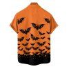 Gothic Couple Outfit for Halloween Bat Print Ruched Mini Dress and Shirt Set - Orange S | US 4