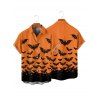 Gothic Couple Outfit for Halloween Bat Print Ruched Mini Dress and Shirt Set - Orange S | US 4
