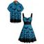 Gothic Couple Outfit for Halloween Bat Print Ruched Mini Dress and Shirt Set - Orange S | US 4