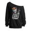 Sweat-shirt gothique d'Halloween à imprimé squelette et tête de mort - Noir XXL | US 14