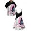 Halloween Couple Outfit Colorblock Flower Bat Print Mini Dress and Shirt Set - multicolor A S | US 4