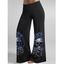 Pantalon gothique d'Halloween à imprimé feuilles et crâne rose, pantalon long à jambes larges - Bleu profond XXL | US 14