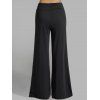Pantalon gothique d'Halloween à imprimé feuilles et crâne rose, pantalon long à jambes larges - Bleu profond XXL | US 14