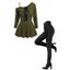 Women Outfit Textured Lace Up Skew Neck Skirted Sweatshirt and Grommet Pants Set - Vert Armée S | US 4