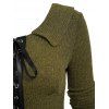 Women Outfit Textured Lace Up Skew Neck Skirted Sweatshirt and Grommet Pants Set - Vert Armée S | US 4