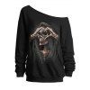 Gothic Outfit Skull Skeleton Hand Print Sweatshirt and Snap Button Pants Set - Noir S | US 4
