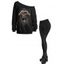 Gothic Outfit Skull Skeleton Hand Print Sweatshirt and Snap Button Pants Set - Noir S | US 4
