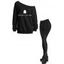 Halloween Outfit Ghost Letter Print Skew Neck Sweatshirt and Snap Button Pants Set - Noir S | US 4