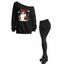 Halloween Outfit Ghost Pumpkin Bat Print Sweatshirt and Snap Button Pants Set - Noir S | US 4