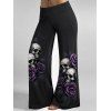 Halloween Women Outfit Skull Rose Leaf Print Butterfly Lace Tank Top and Pants Set - Concorde S | US 4