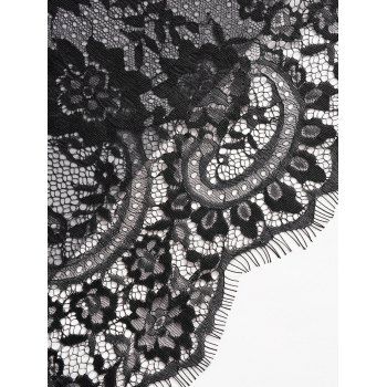 Allover Flower Print Lace Mesh Overlay with Corset Belt Double Spaghetti Strap Cami Dress