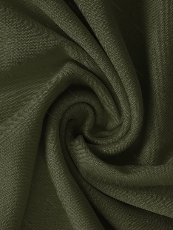 Haut Plissé à Poitrine en Couleur Unie Manches Longues à Col Rond pour Femme - Vert Armée XXL | US 14