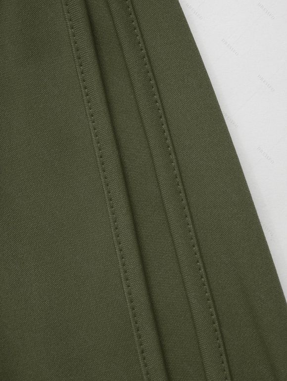 Haut Plissé à Poitrine en Couleur Unie Manches Longues à Col Rond pour Femme - Vert Armée XXL | US 14