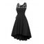 Robe Mi-longue Haute Basse Gothique Découpée Panneau en Dentelle - Noir L