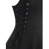 Robe Mi-longue Haute Basse Gothique Découpée Panneau en Dentelle - Noir L