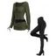 Valentine's Day Women Outfit Lace Up Long Sleeve Ruched Top and Grommet Pants Set - Vert profond S | US 4