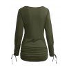 Valentine's Day Women Outfit Lace Up Long Sleeve Ruched Top and Grommet Pants Set - Vert profond S | US 4