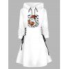 Robe à capuche imprimée citrouille fantôme d'Halloween, mini-robe à lacets et cordons de serrage - Blanc S | US 4