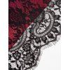 Robe camisole à doubles bretelles spaghetti et superposition de dentelle et de maille à imprimé floral sur toute la surface avec ceinture corset - Rouge M | US 6