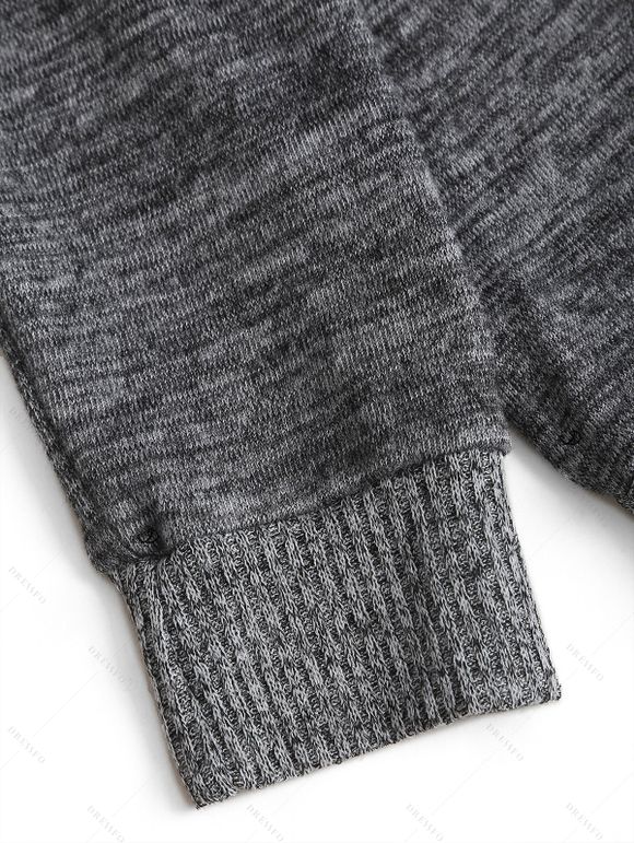 Women Daily Outfit Textured Space Dye Buckle Faux Twinset Top and Snap Button Leggings Set - Gris S | US 4