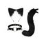 Ensemble de cosplay 3 pièces avec queue en fourrure artificielle et serre-tête oreilles de chat avec clochette - Pourpre 