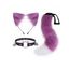 Ensemble de cosplay 3 pièces avec queue en fourrure artificielle et serre-tête oreilles de chat avec clochette - Pourpre 