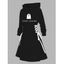 Robe à capuche imprimée fantôme d'Halloween avec cordons de serrage et lacets - Noir XXL | US 14