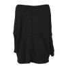 Haut décontracté texturé de couleur unie à manches longues et col incliné - Noir XL | US 12