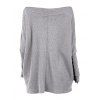 Haut décontracté texturé de couleur unie à manches longues et col incliné - Gris Clair L | US 8-10