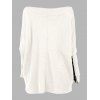 Women Outfit Skew Neck Textured Solid Color Top and Grommet Lace Up Pants Set - Blanc S | US 4