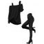 Women Outfit Skew Neck Textured Solid Color Top and Grommet Lace Up Pants Set - Blanc S | US 4