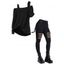 Women Gothic Outfit Textured Skew Neck Top and Grommet Hollow Out Pants Set - Noir S | US 4
