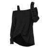 Women Gothic Outfit Textured Skew Neck Top and Grommet Hollow Out Pants Set - Noir S | US 4