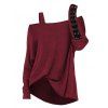 Women Gothic Outfit Textured Skew Neck Top and Grommet Hollow Out Pants Set - Rouge foncé S | US 4