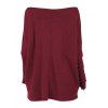 Women Gothic Outfit Textured Skew Neck Top and Grommet Hollow Out Pants Set - Rouge foncé S | US 4