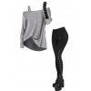 Women Gothic Outfit Textured Skew Neck Long Sleeve Top and Grommet Pants Set - Gris Clair S | US 4