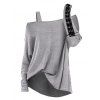 Women Gothic Outfit Textured Skew Neck Long Sleeve Top and Grommet Pants Set - Gris Clair S | US 4