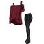 Women Gothic Outfit Textured Skew Neck Long Sleeve Top and Grommet Pants Set - Gris Clair S | US 4