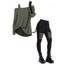 Women Gothic Outfit Textured Skew Neck Top and Grommet Hollow Out Pants Set - Noir S | US 4