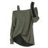 Women Gothic Outfit Textured Skew Neck Top and Grommet Hollow Out Pants Set - Vert S | US 4