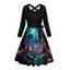 Robe d'Halloween mi-longue à imprimé lune et croix et ceinture croisée - multicolor XXL | US 14