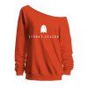 Sweat-shirt mignon à col incliné avec imprimé fantôme d'Halloween - Orange S | US 4