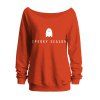 Sweat-shirt mignon à col incliné avec imprimé fantôme d'Halloween - Orange S | US 4