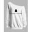 Sweat-shirt mignon à col incliné avec imprimé fantôme d'Halloween - Blanc S | US 4