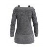 Women Daily Outfit Textured Space Dye Buckle Faux Twinset Top and Snap Button Pants Set - Gris S | US 4
