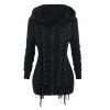 Gothic Women Outfit Lace Up Zip Up Hooded Jacket and Grommet Pants Set - Noir S | US 4