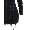 Gothic Women Outfit Lace Up Zip Up Hooded Jacket and Grommet Pants Set - Noir S | US 4