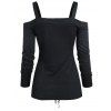 Women Gothic Outfit Cold Shoulder Lace-up T-shirt and Grommet Pants Set - Noir S | US 4