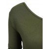 Women Outfit Contrast Color Asymmetric Shoulder Belt Top and Grommet Pants Set - Vert Armée S | US 4